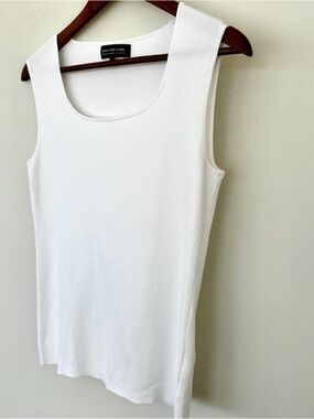 Jones New York White Ribbed Scoop Neck Tank Top